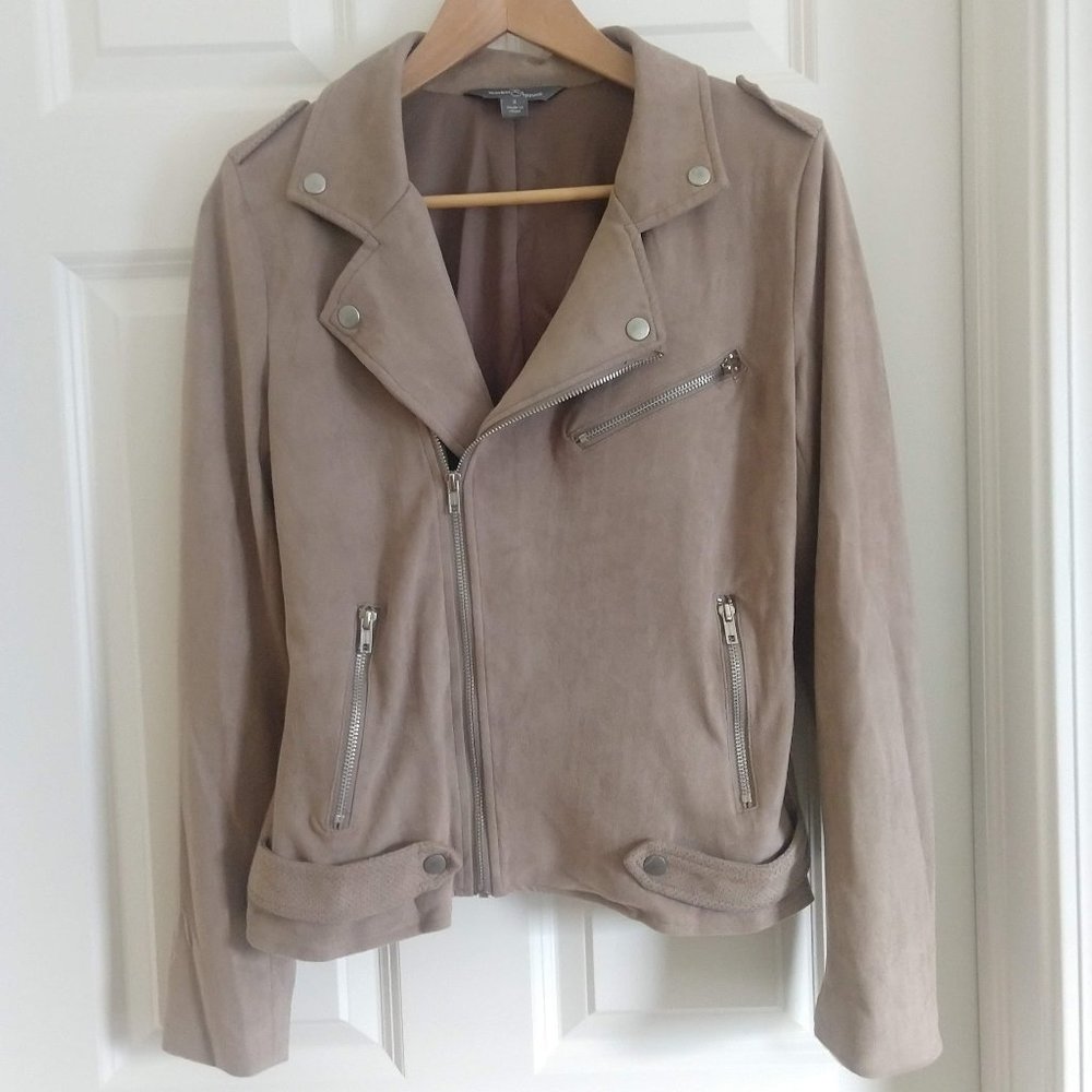 Market & Spruce Kendari tan faux suede moto jacket